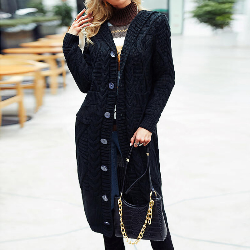 Wool Solid Color Cardigan Loose And Long Oversized Coat - Image 5