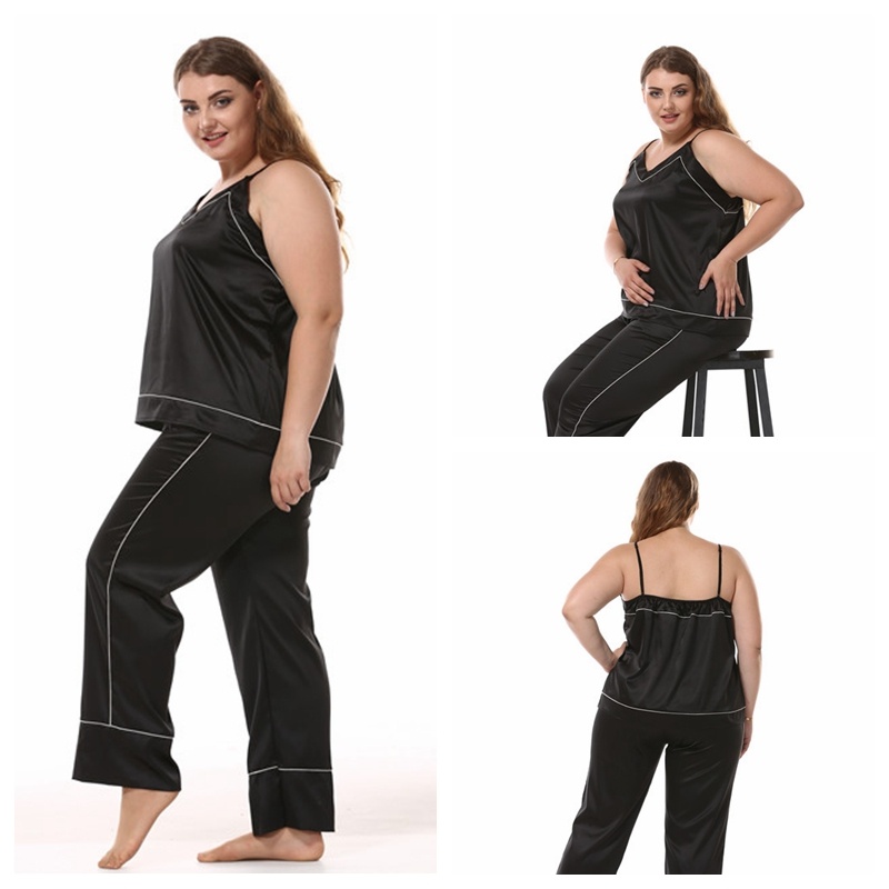 Large size simulation silk pajamas set - Image 2