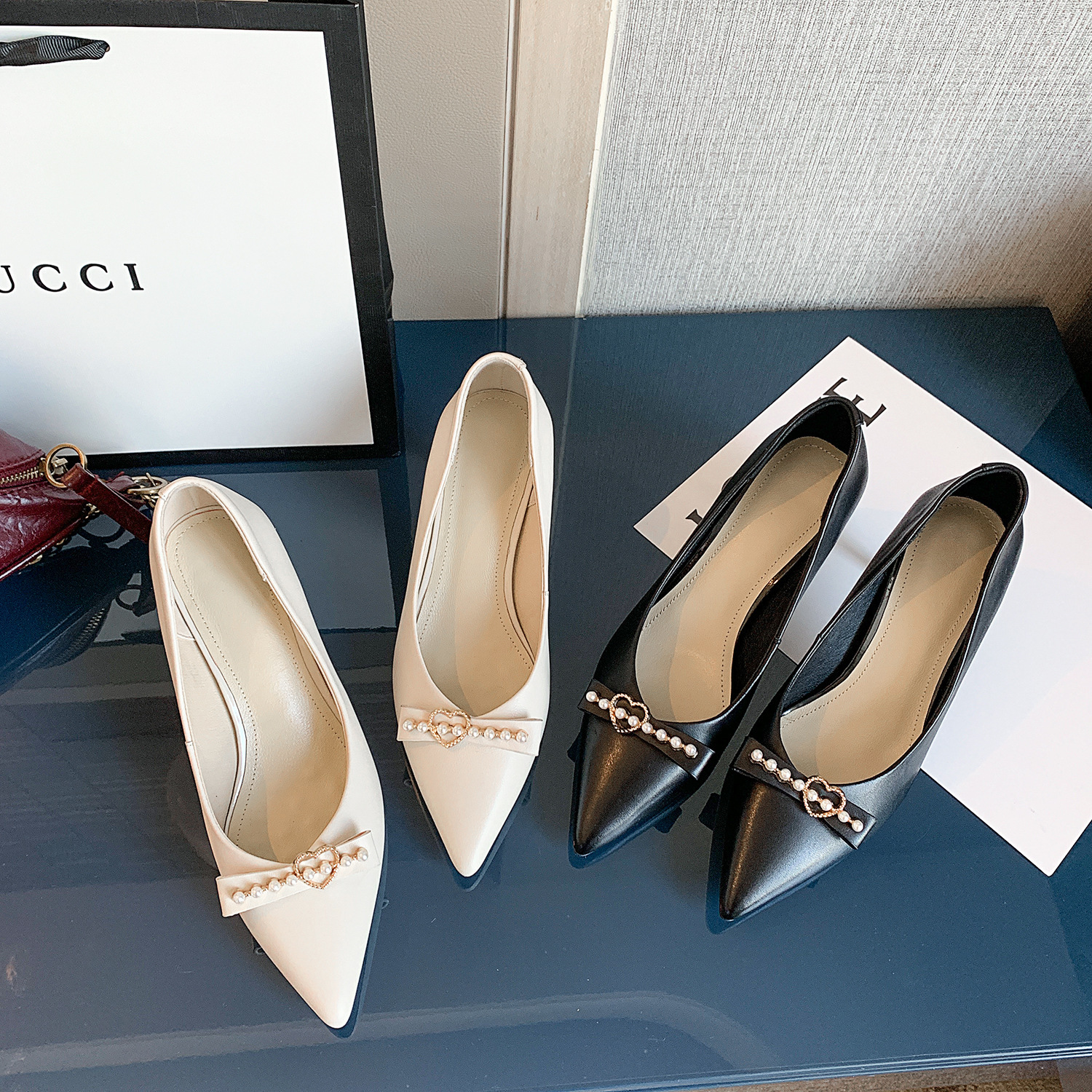 Black Low-top High Heels Cowhide Fashion - Image 5