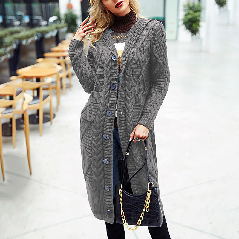 Wool Solid Color Cardigan Loose And Long Oversized Coat - Image 2