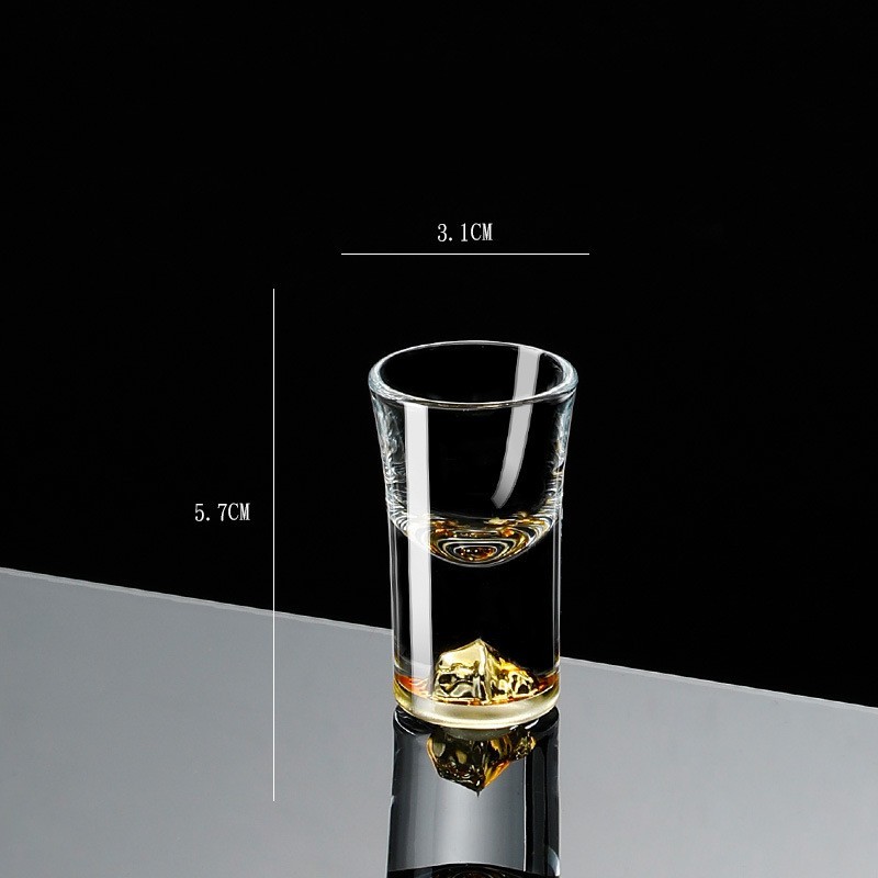 Small Crystal Glass One-shot Cup Divider Gold Foil Liquor Cup - Image 4