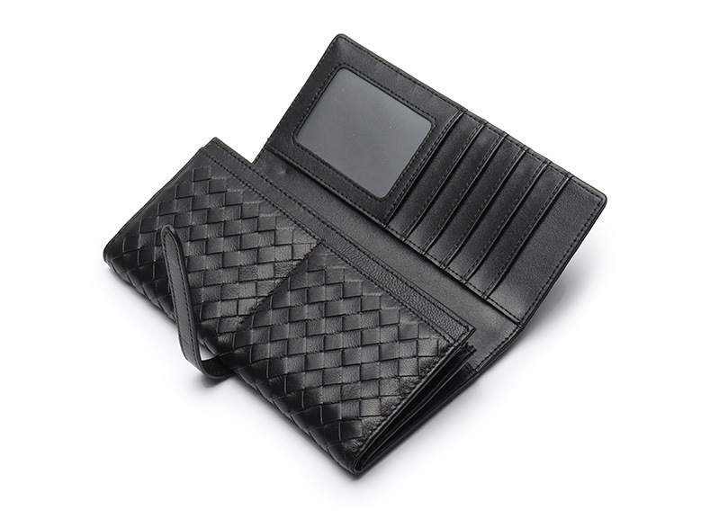 Sheepskin Woven 3 Fold Leather Wallet Korean - Image 5