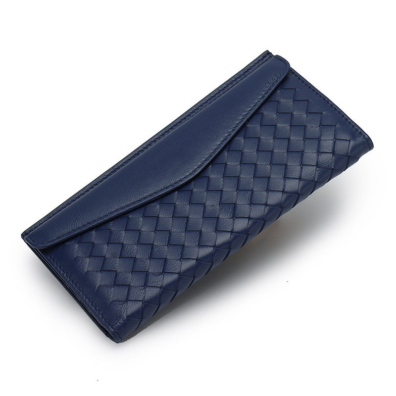 Sheepskin Woven 3 Fold Leather Wallet Korean - Image 4