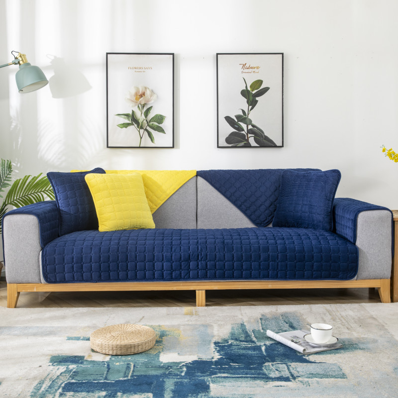 Corduroy Solid Color Plush Sofa Cushion Modern Simple Double Non-slip Cushion - Image 5