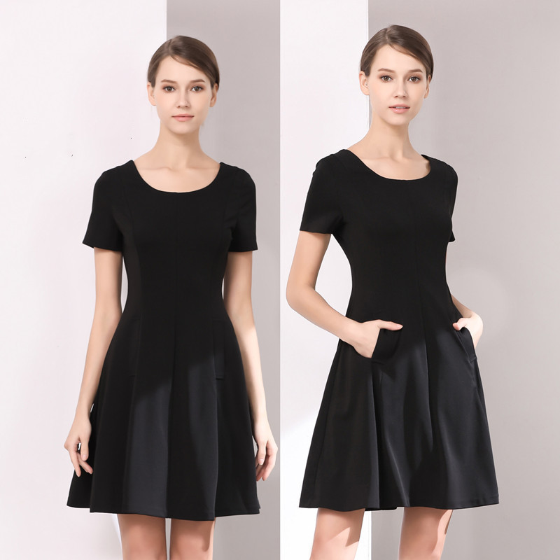 Women Basic Summer Suit A-line Black Dress - Image 3
