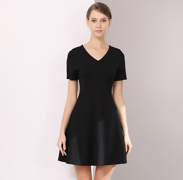 Women Basic Summer Suit A-line Black Dress - Image 2