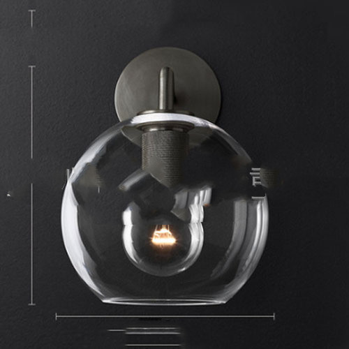 Bedside Wall Lamp Wrought Iron Glass Mirror Front LampMinimalist Aisle Wall Lamp - Image 3