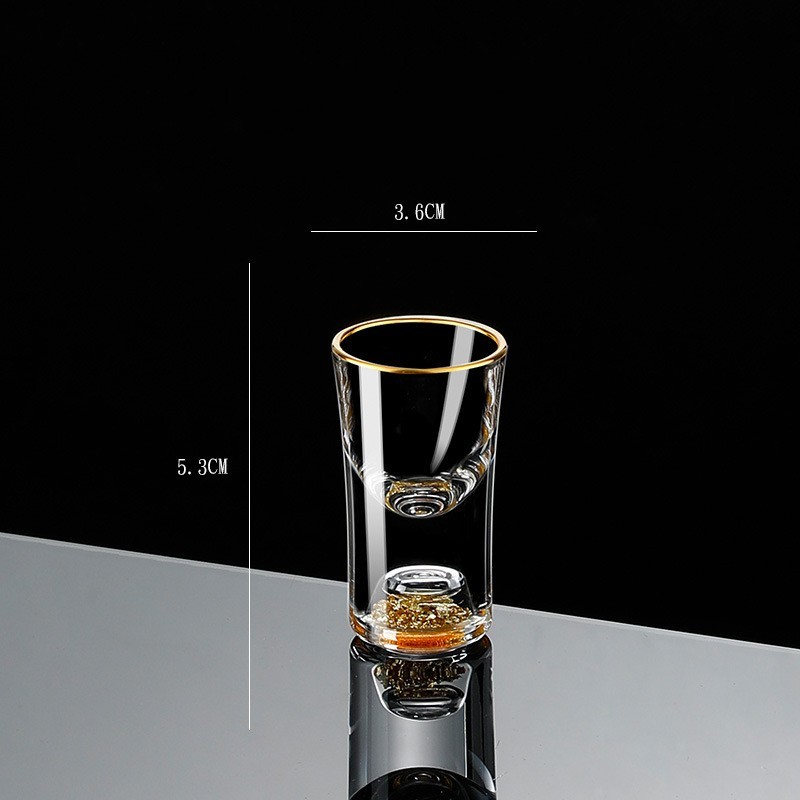 Small Crystal Glass One-shot Cup Divider Gold Foil Liquor Cup - Image 7