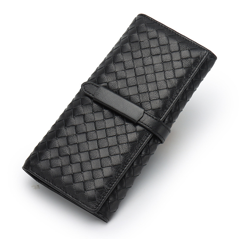 Sheepskin Woven 3 Fold Leather Wallet Korean - Image 7