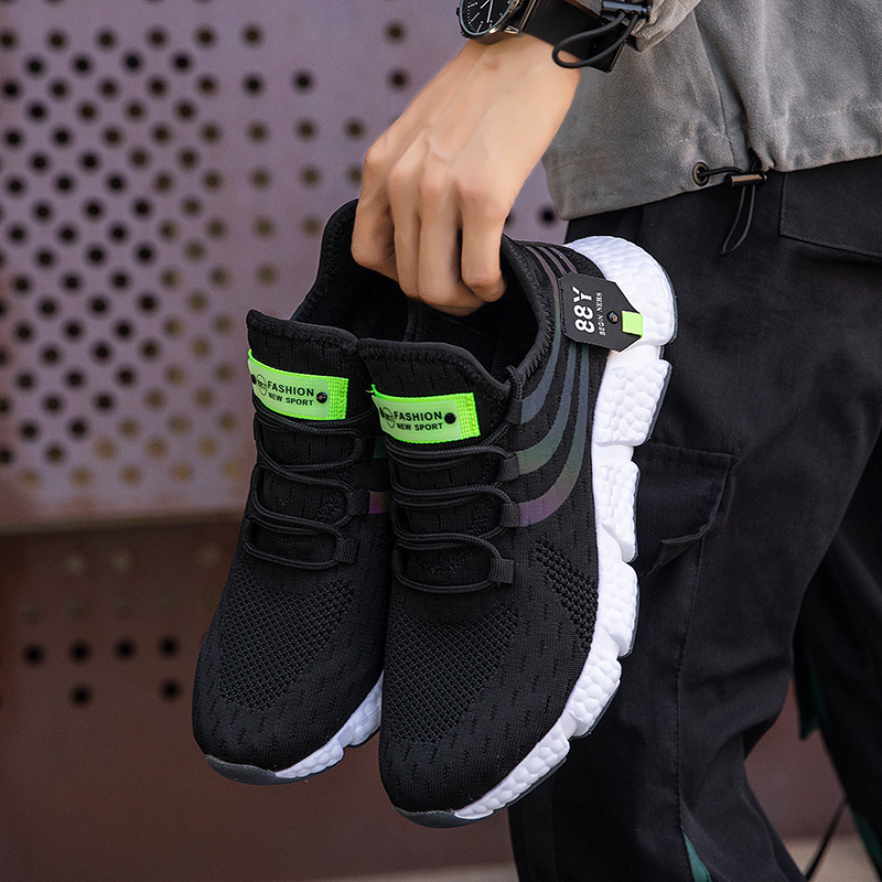 Korean Popcorn Rubber Combination Bottom Stretch Fly Woven Sports Shoes - Image 3