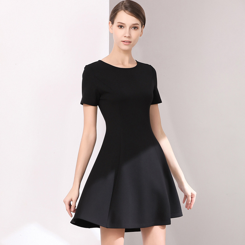 Women Basic Summer Suit A-line Black Dress - Image 5