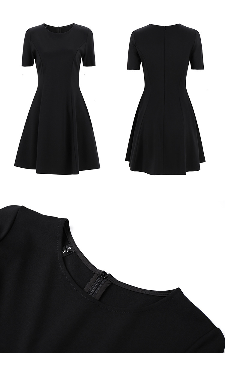 Women Basic Summer Suit A-line Black Dress - Image 7