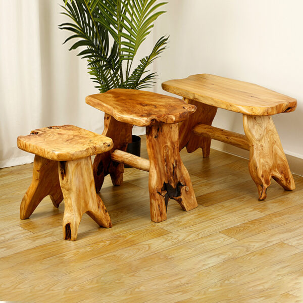 Root Carving Vintage Wood Stool Skilful Manufacture Furniture wood stool cedar stools low wood - Image 5