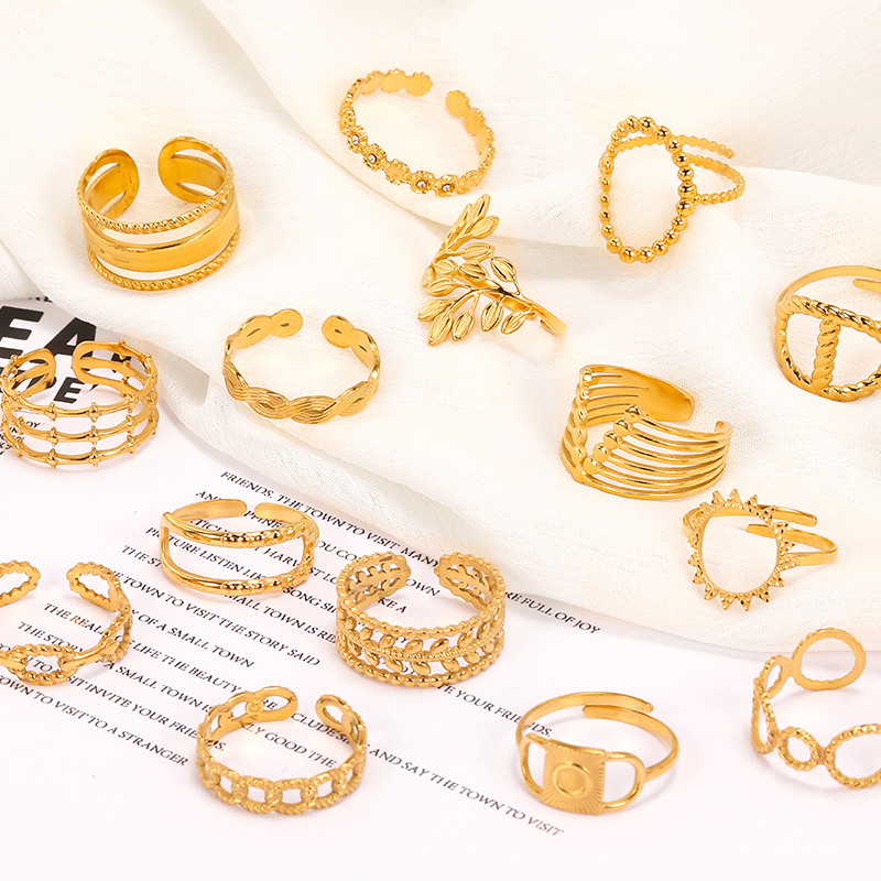 Stainless Steel Jewellery Women 7 Four Gold Plated Simple Ladies Stainless Steel Finger Ring Women - Image 2