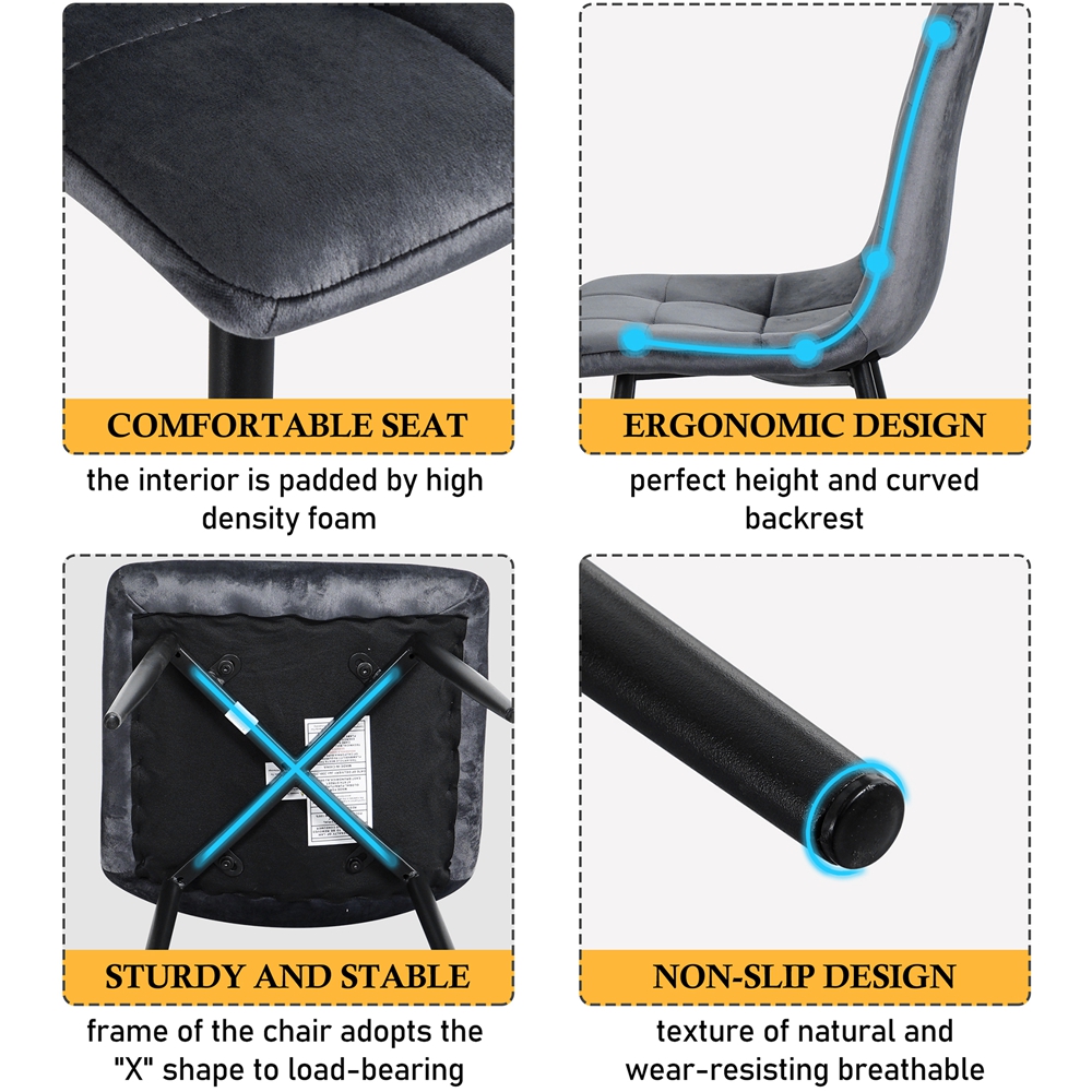 Fabric Accent Upholstered Chairs Side Chair with Black Legs for Home Furniture Living Room - Image 2