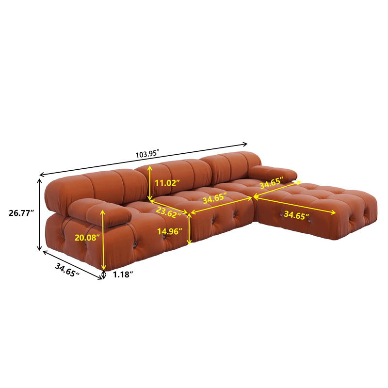 Luxury Design L shape Sectional Modular Sofa living room Combination sofa chaise lounge couch sofa canape salon lit - Image 5