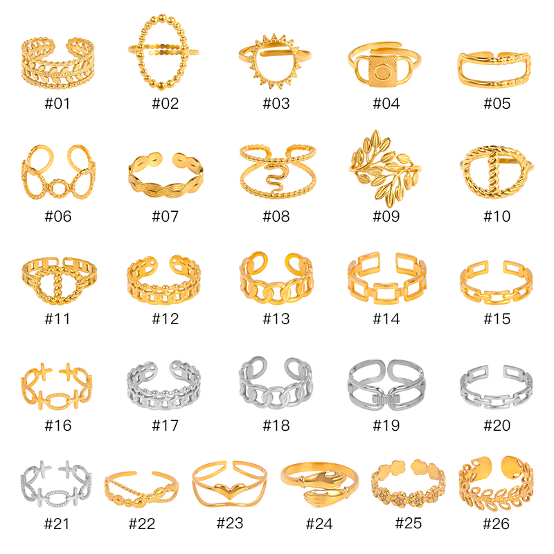 Stainless Steel Jewellery Women 7 Four Gold Plated Simple Ladies Stainless Steel Finger Ring Women - Image 5