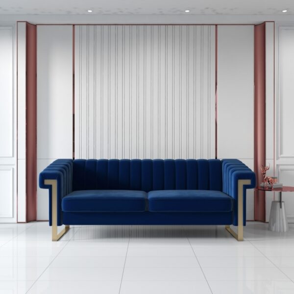 Home Furniture Antique Urban Outfitters Marcella Velvet Sofa modern blue velvet chesterfield sofa - Image 2