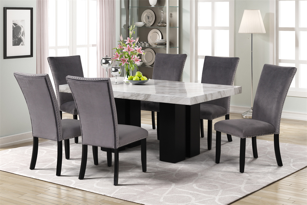 Counter Height Dining Table Faux Marble Dining Table with Chairs Home Furniture - Image 5