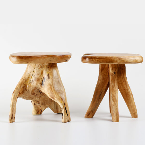 Root Carving Vintage Wood Stool Skilful Manufacture Furniture wood stool cedar stools low wood - Image 6