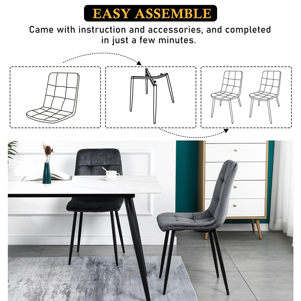 Fabric Accent Upholstered Chairs Side Chair with Black Legs for Home Furniture Living Room - Image 3