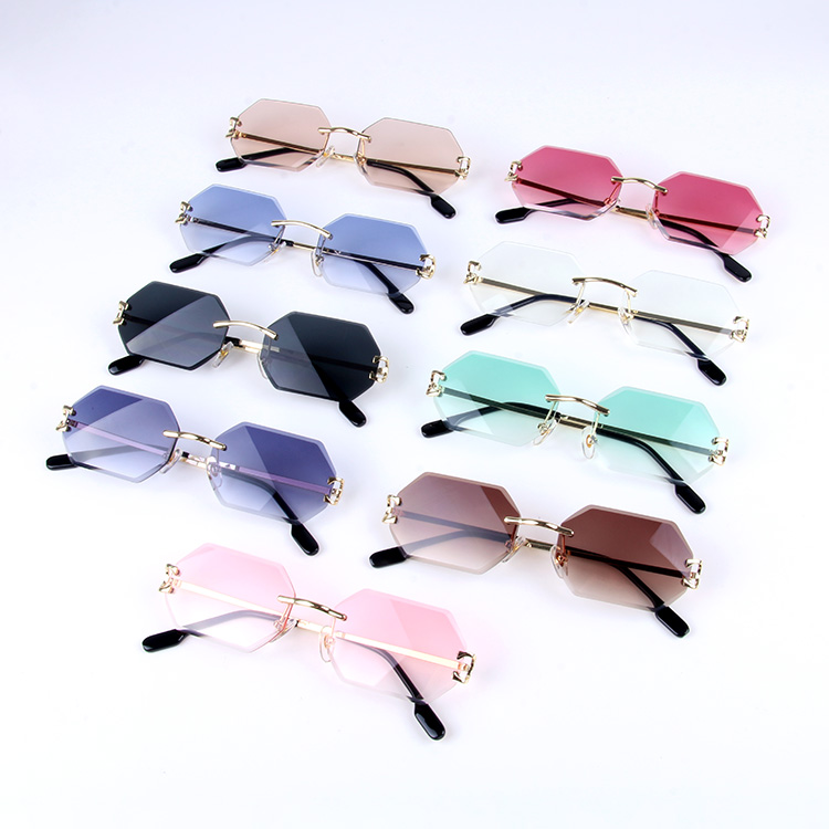 Sunglasses brand rimless diamond cut sunglasses men women metal Y temple designer glasses sunglasses gafa - Image 2
