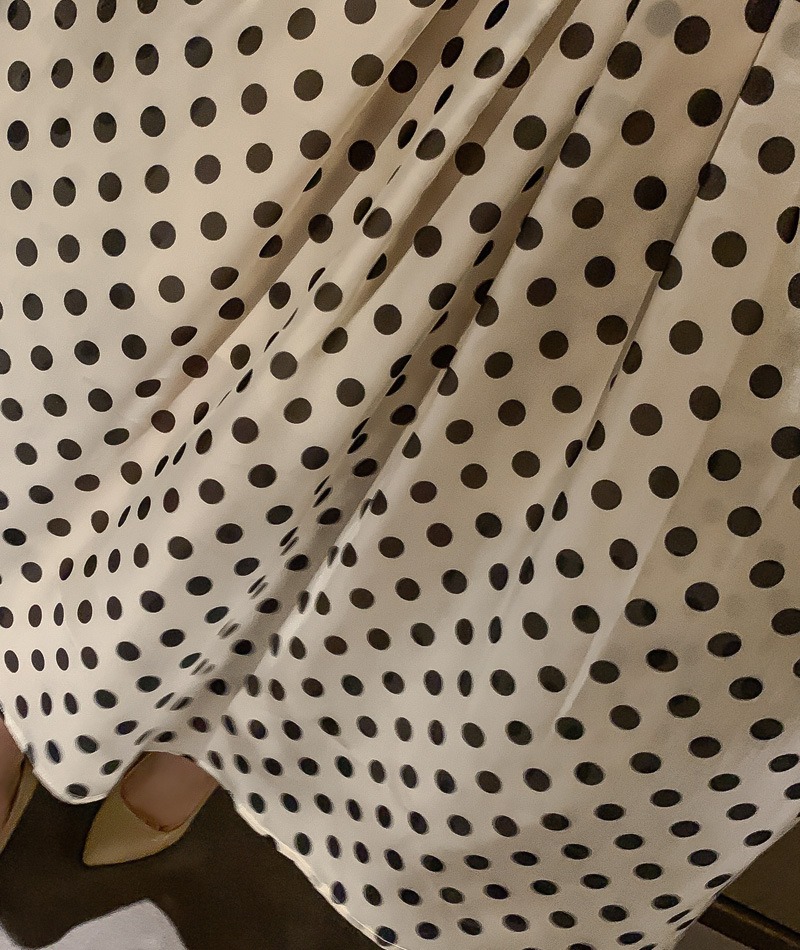 French Elegant Retro Women Polka Dot Faldas Midi A-line Skirt Fashion High Waisted Long Skirts - Image 5