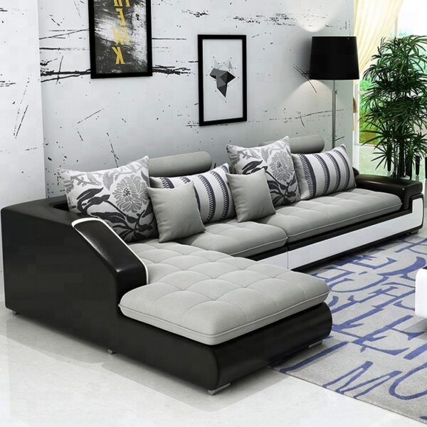 Living Room Furniture Cushion Leather Sofa Set - Image 4