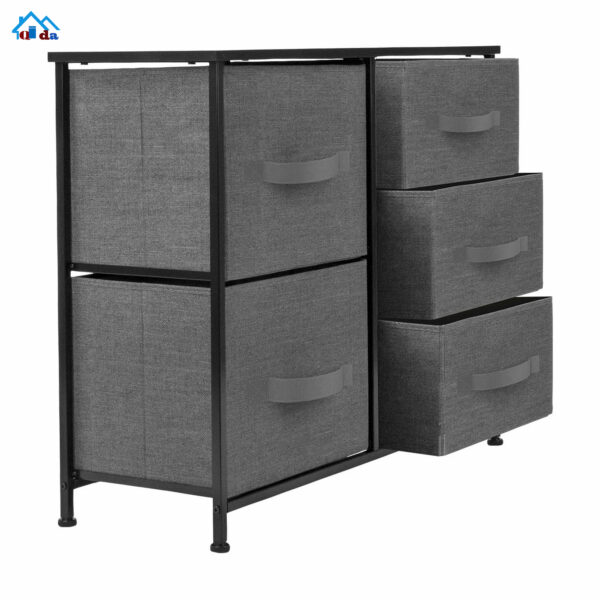 Home Decoration Wooden Storage Clothes Cabinet Furniture With 5 Non-woven Woven Basket - Image 5