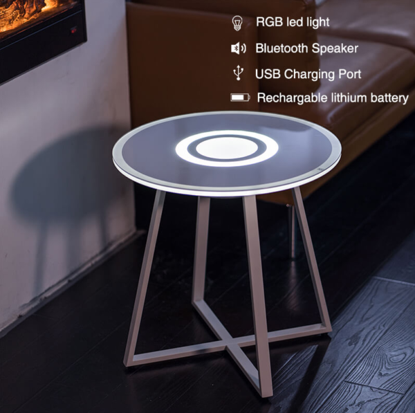 RGB LED lights coffee table with music system home theatre woofer speakers for living room furniture - Image 5