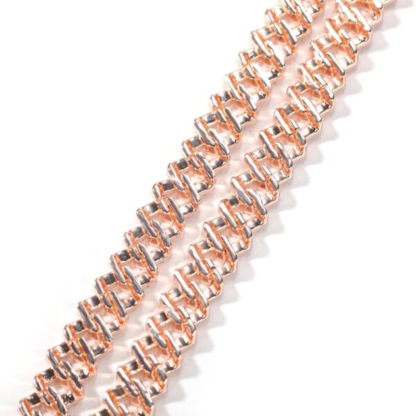 12mm Pink Cuban Chain Iced Out Rhinestone Zinc Alloy Rose Gold Plating Miami Cuban Link Chain Necklace Wholesale Jewelry - Image 4