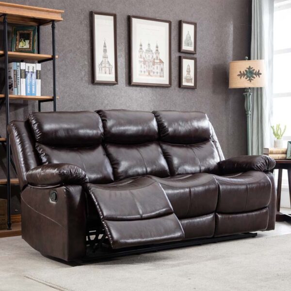 American Style Recliner Sofa Leather 3 Seat Sofas Living Room Accent Chairs - Image 2