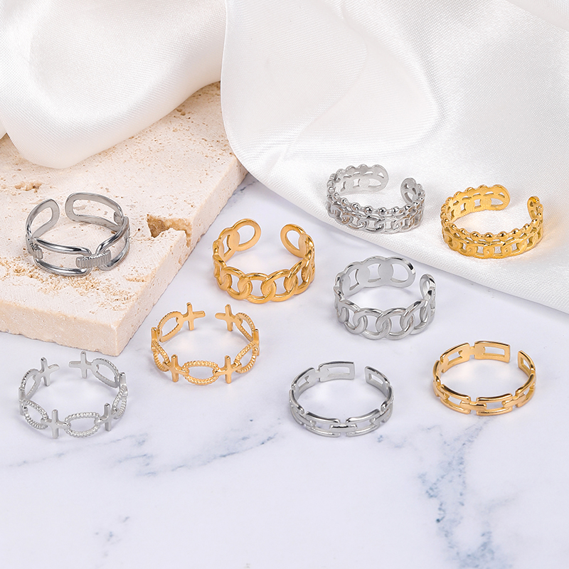 Stainless Steel Jewellery Women 7 Four Gold Plated Simple Ladies Stainless Steel Finger Ring Women