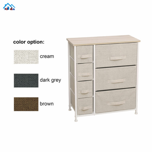 Home Decoration Wooden Storage Clothes Cabinet Furniture With 5 Non-woven Woven Basket