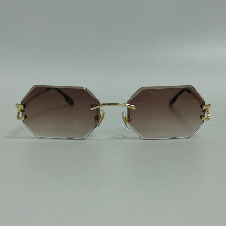 Sunglasses brand rimless diamond cut sunglasses men women metal Y temple designer glasses sunglasses gafa - Image 5