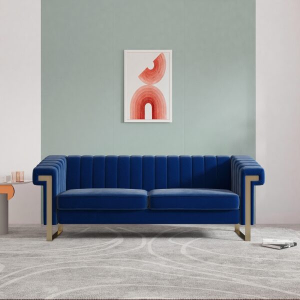 Home Furniture Antique Urban Outfitters Marcella Velvet Sofa modern blue velvet chesterfield sofa - Image 3