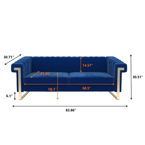 Home Furniture Antique Urban Outfitters Marcella Velvet Sofa modern blue velvet chesterfield sofa - Image 4