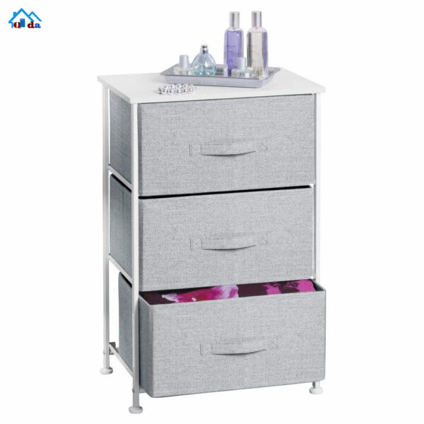 Home Decoration Wooden Storage Clothes Cabinet Furniture With 5 Non-woven Woven Basket - Image 3