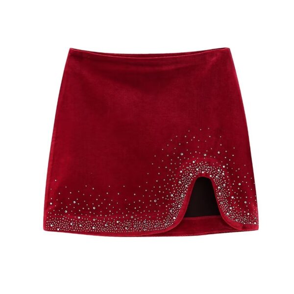 Women's High-waisted Bright Velvet Skirt - Image 3