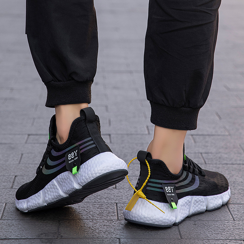 Korean Popcorn Rubber Combination Bottom Stretch Fly Woven Sports Shoes - Image 4