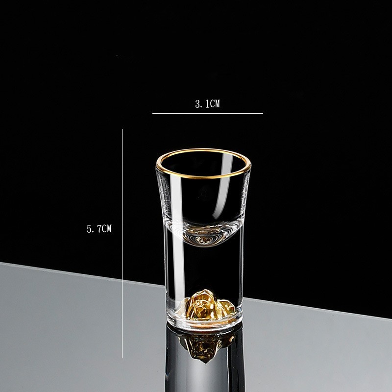 Small Crystal Glass One-shot Cup Divider Gold Foil Liquor Cup - Image 5