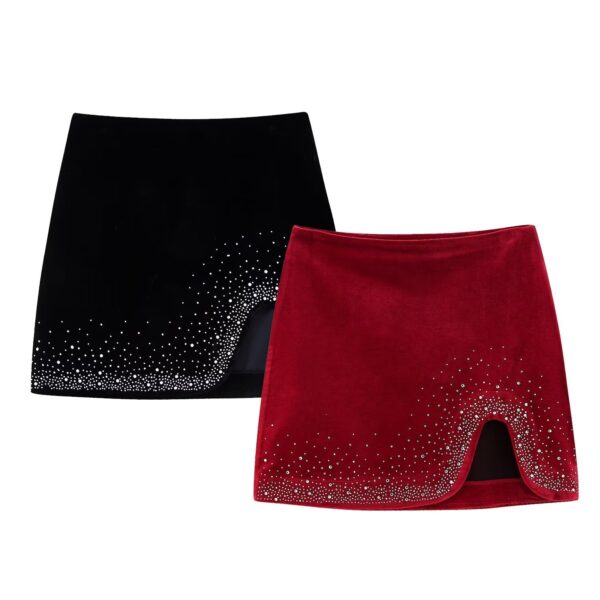 Women's High-waisted Bright Velvet Skirt