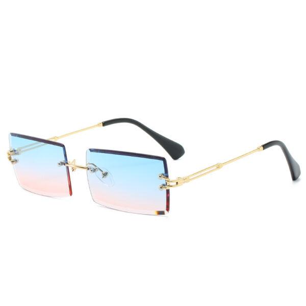 Trendy ladies luxury fashion vintage ray band rimless oversized Rectangle sunglasses shades sunglasses women - Image 3