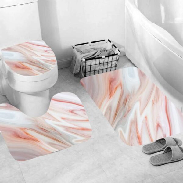 Marble White Shower Curtain Set with Non Slip Rug Bath Mat Carpet Modern Bathroom Curtains Toilet Lid Cover Home Decoration/