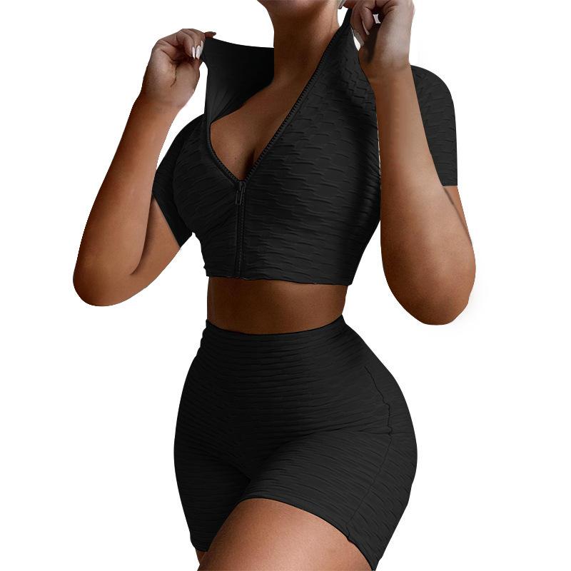 Summer sports short-sleeved quick-dry running gym suit fitness and yoga wear two piece set tracksuit plus size two piece sets - Image 3