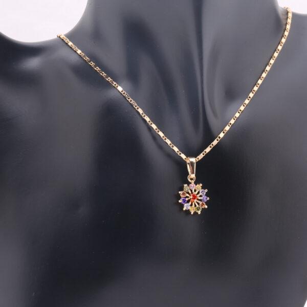 Jewellery fashion flower 18k gold-plated necklace pendant earring jewellery set for women - Image 2