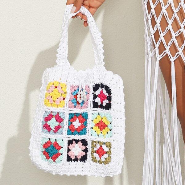 Woven Hand Crochet Beach Tote Bags Women Handbags Ladies - Image 6