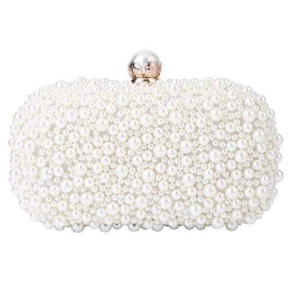 Womens Wedding White Luxury Special Crystals Beaded Pearl Clutch Evening Bags Party Women Luxury Colored Imitation Pearl Evening - Image 5