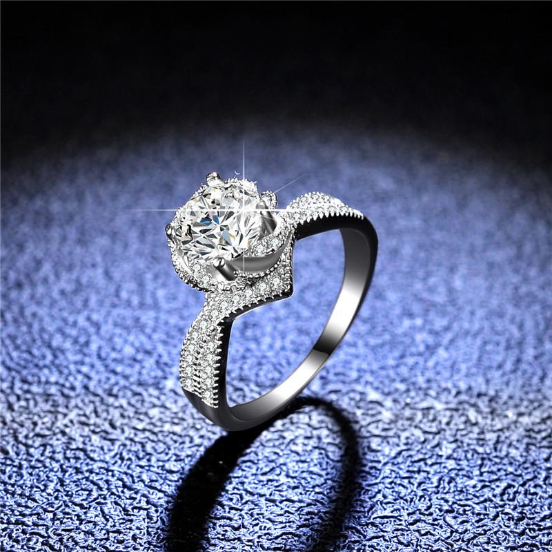 Luxury Engagement Rings Silver 925 Original 1 Carat Diamond Test Past D Color Moissanite Wedding Ring Creative Gemstone Jewelry - Image 6