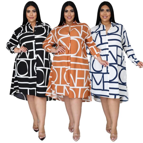 10505-MX78 unique printed shirts plus size women's dresses sehe fashion 2021 - Image 6